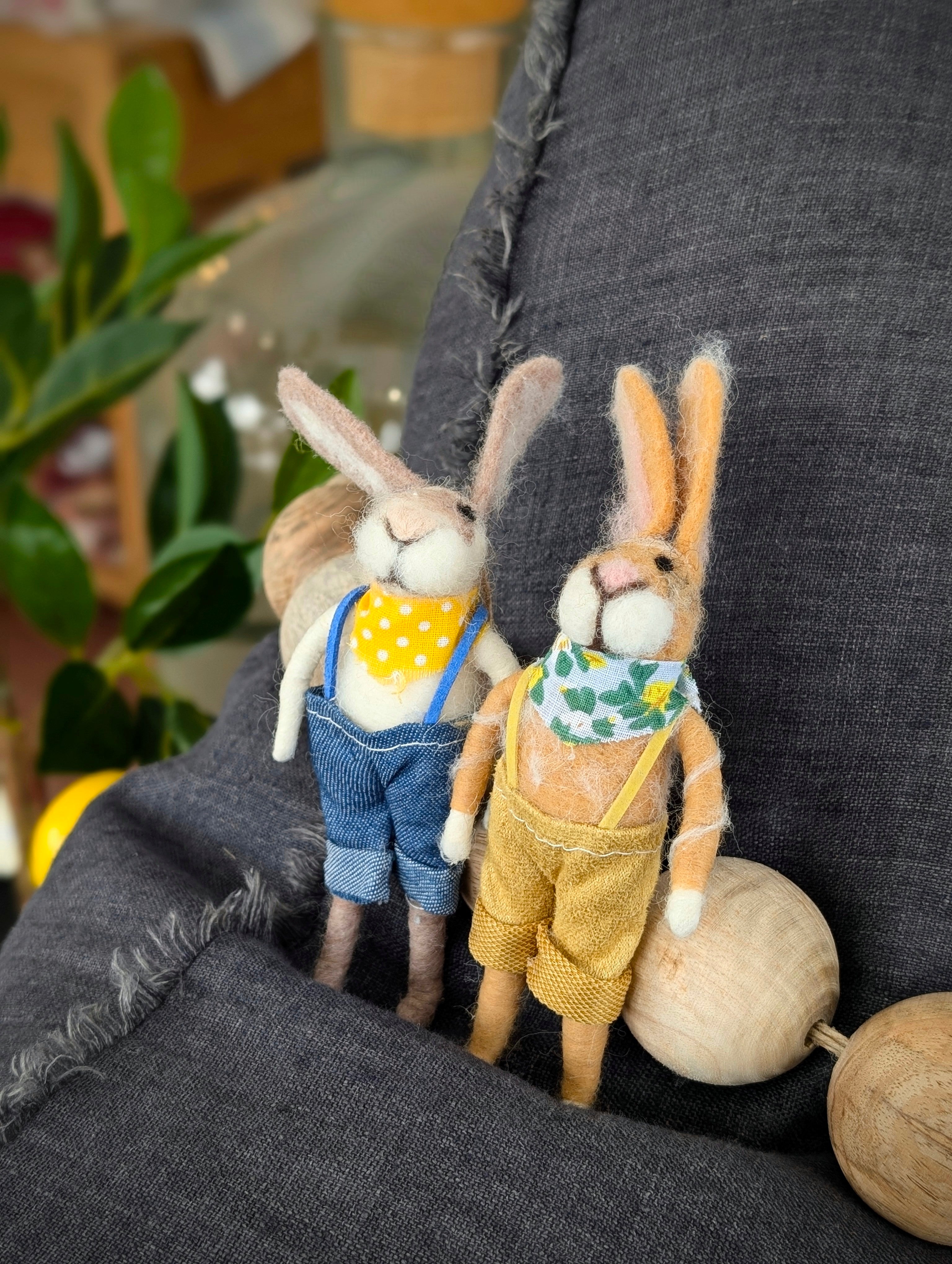 Easter Rabbits in Overalls