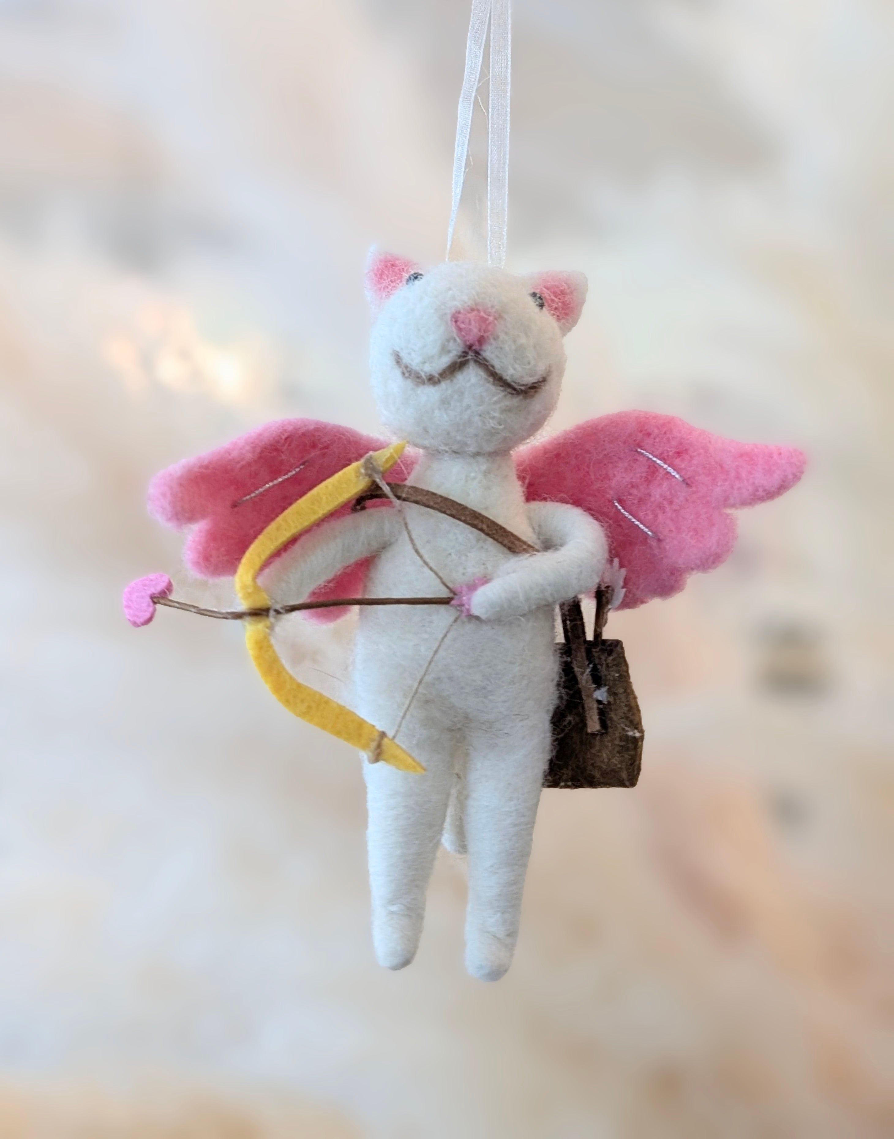 Cupid Cat with Bow & Arrow Ornament