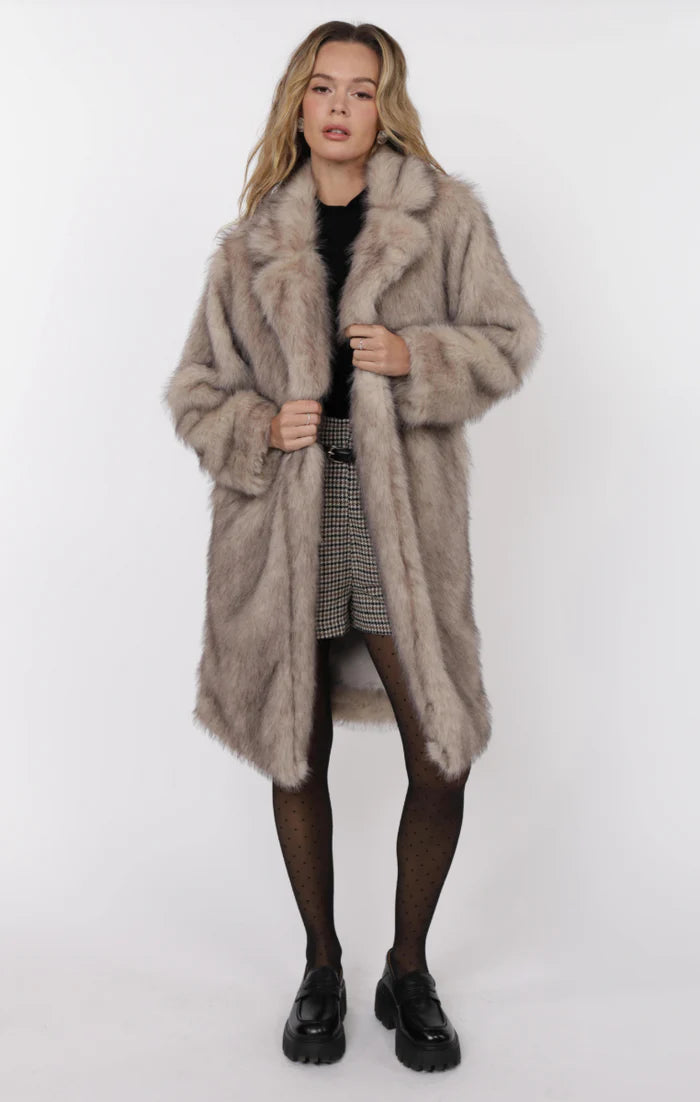 Pixie Tipped Vegan Fur Coat