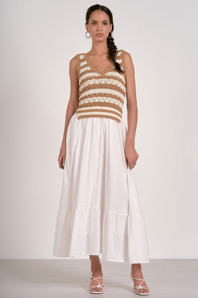 Woven Knit Mix Maxi Dress