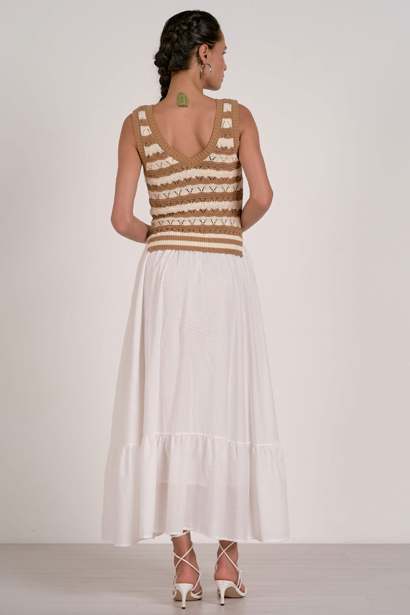 Woven Knit Mix Maxi Dress