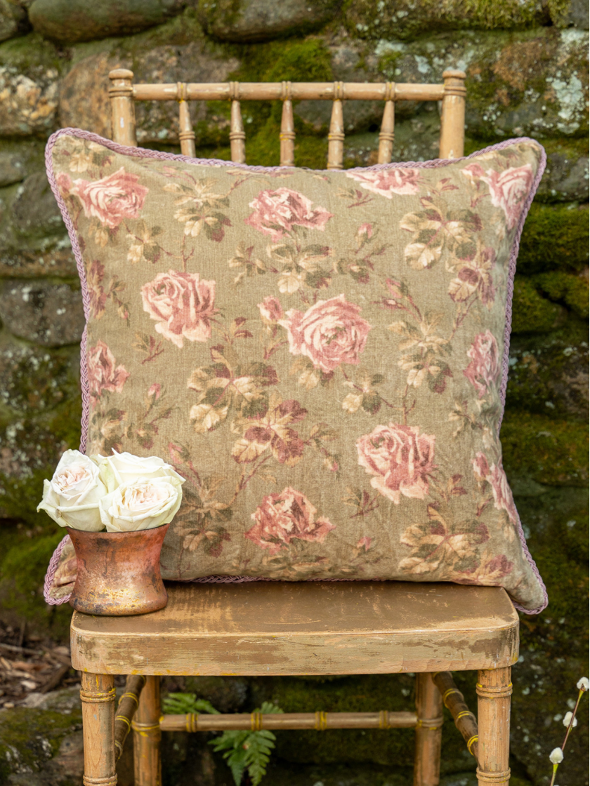 Vintage Rose Velvet Cushion Cover
