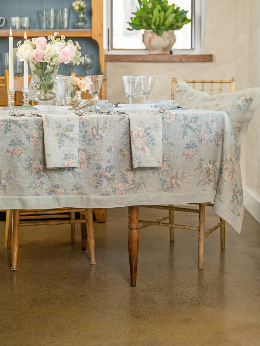 Vienna Linen Tablecloth - Dusty Blue