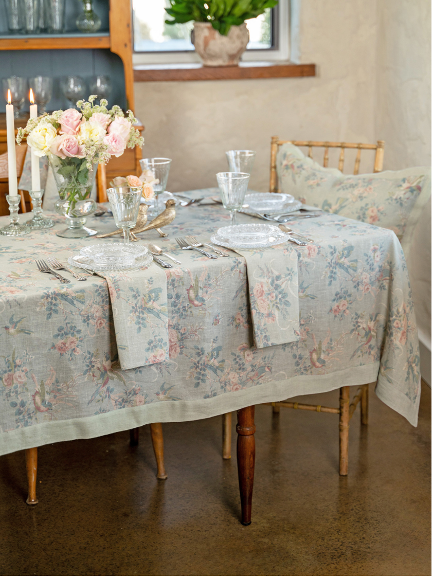 Vienna Linen Tablecloth - Dusty Blue