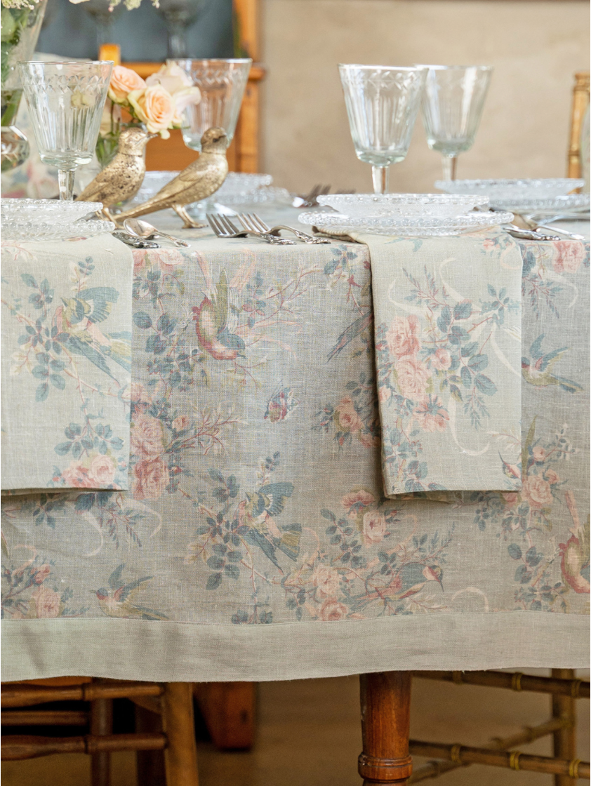 Vienna Linen Tablecloth - Dusty Blue