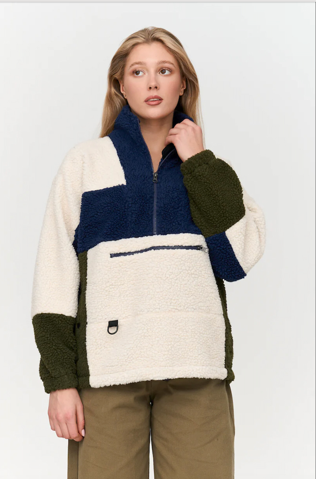 Fleecy Colorblock Pullover