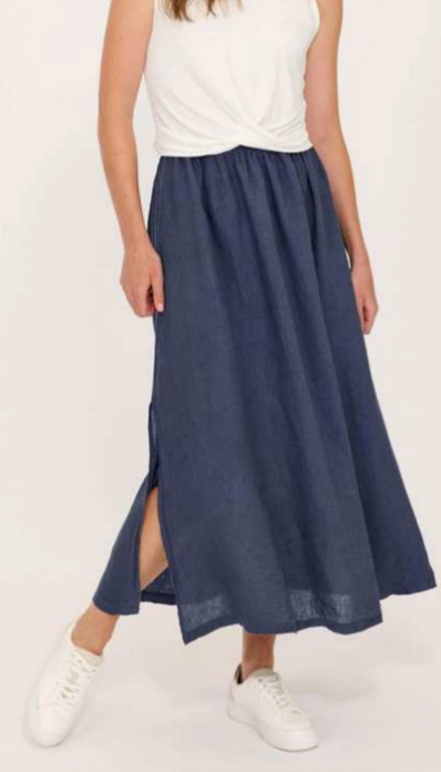 Loose Linen Skirt w/ Slit