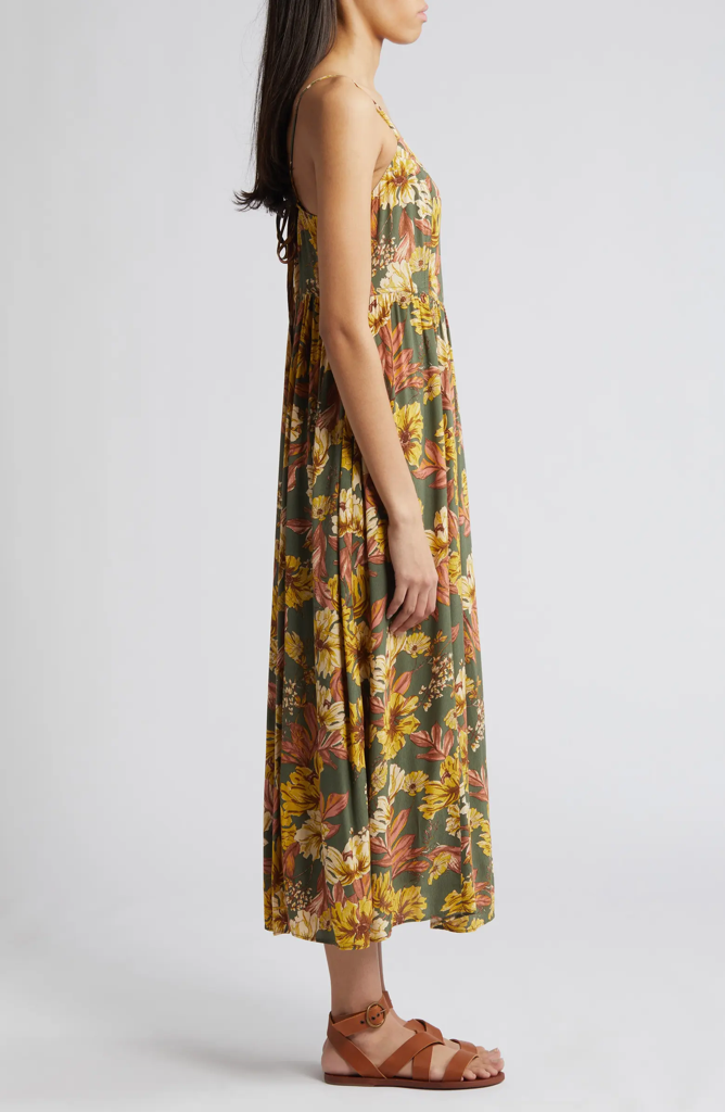 Tie Back Floral Midi Dress