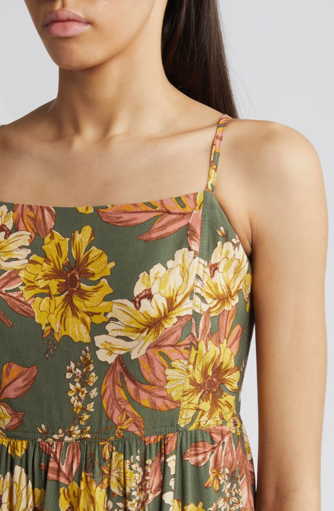 Tie Back Floral Midi Dress