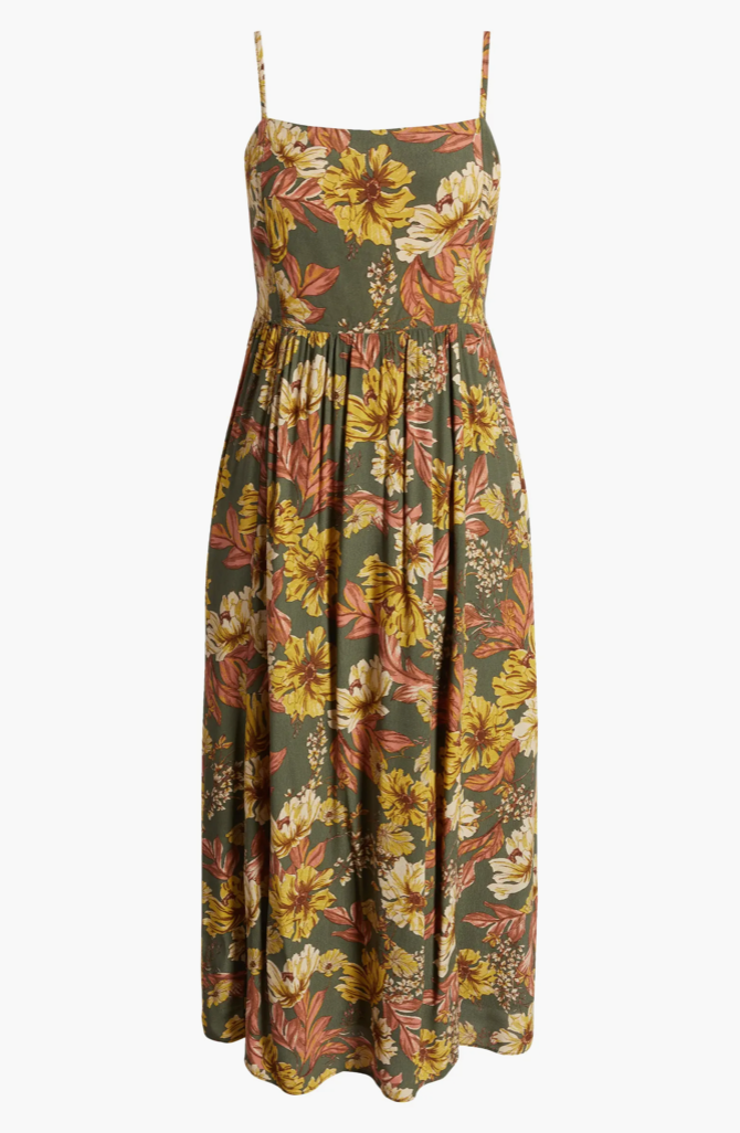 Tie Back Floral Midi Dress