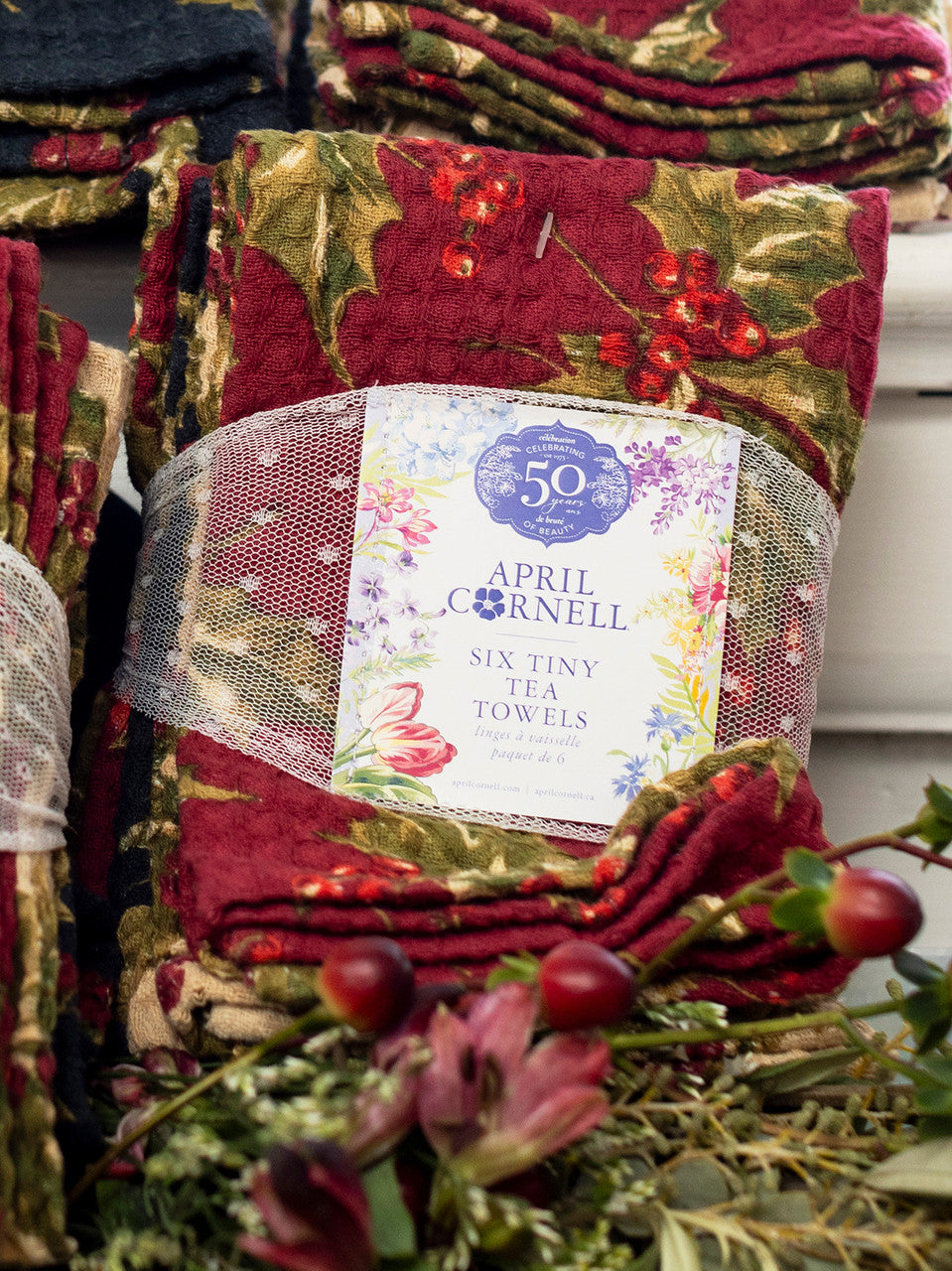 Winterberry Patchwork Tiny Towel Set of 6