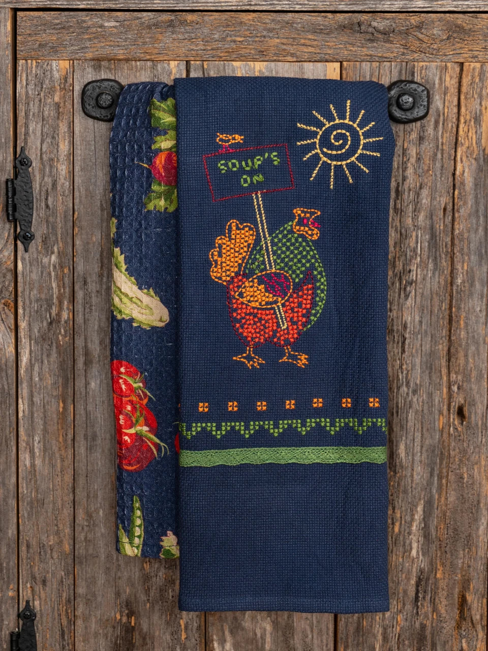 Hungry Hen Embroidered Tea Towel