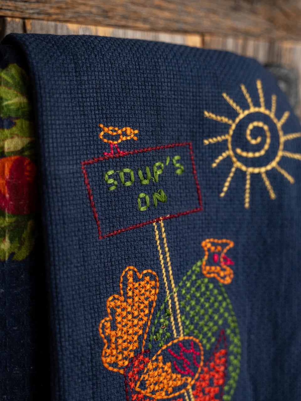 Hungry Hen Embroidered Tea Towel