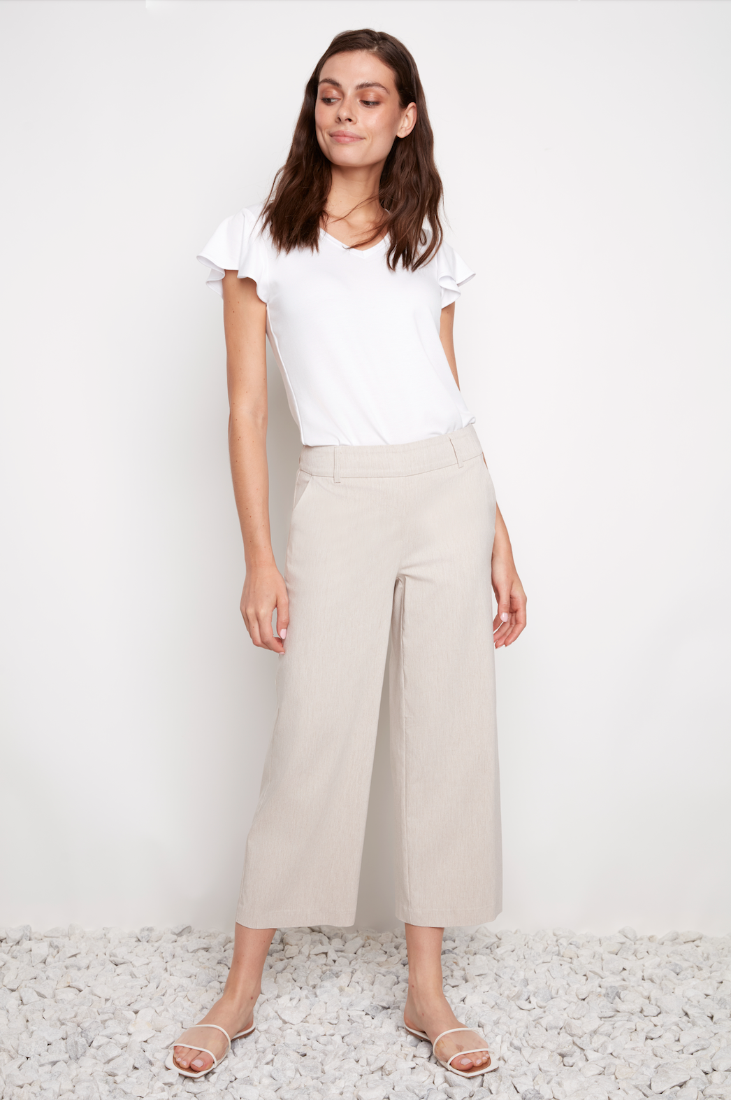 Linen Wide Leg Crop Pant