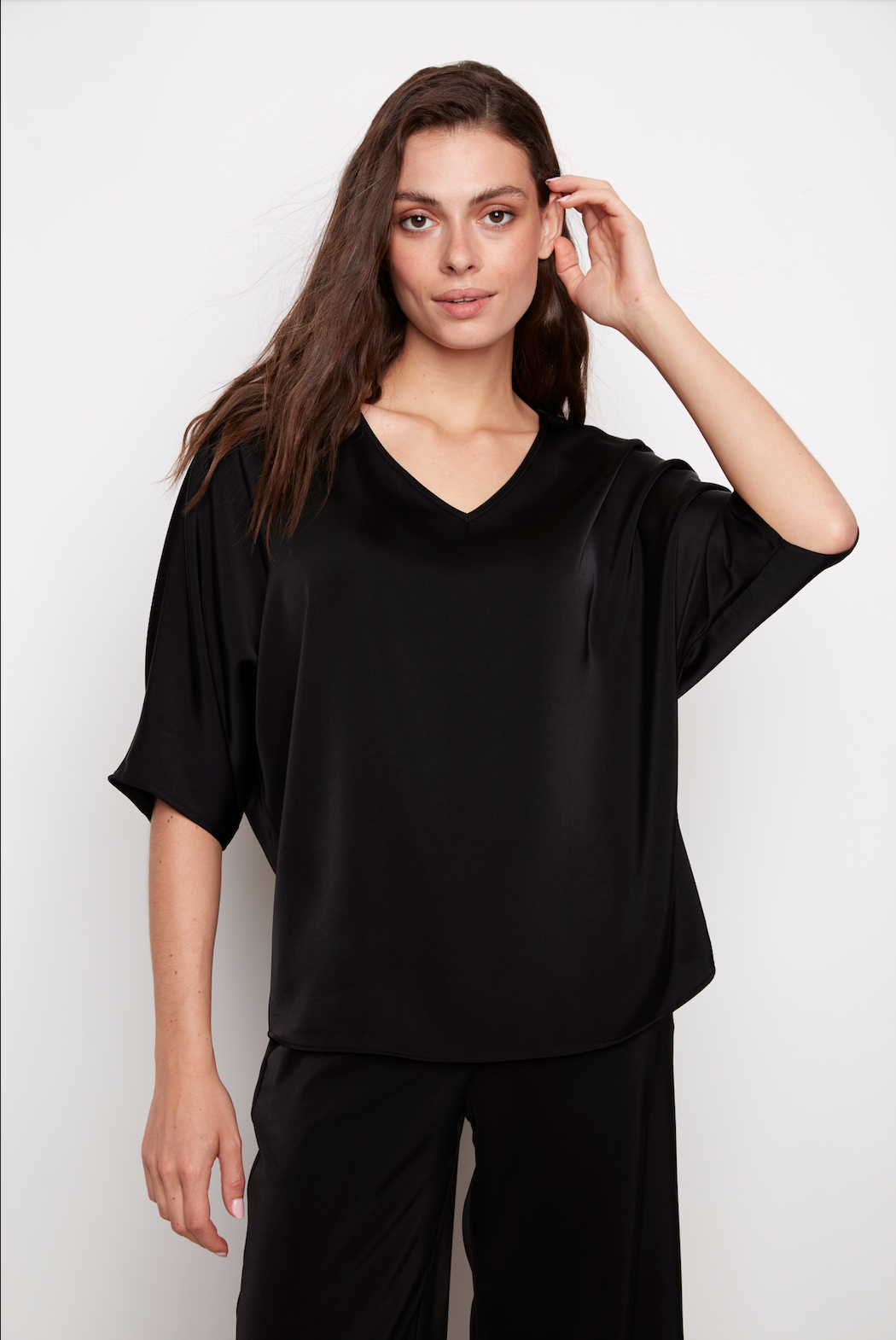 Vneck Oversized Silky Top