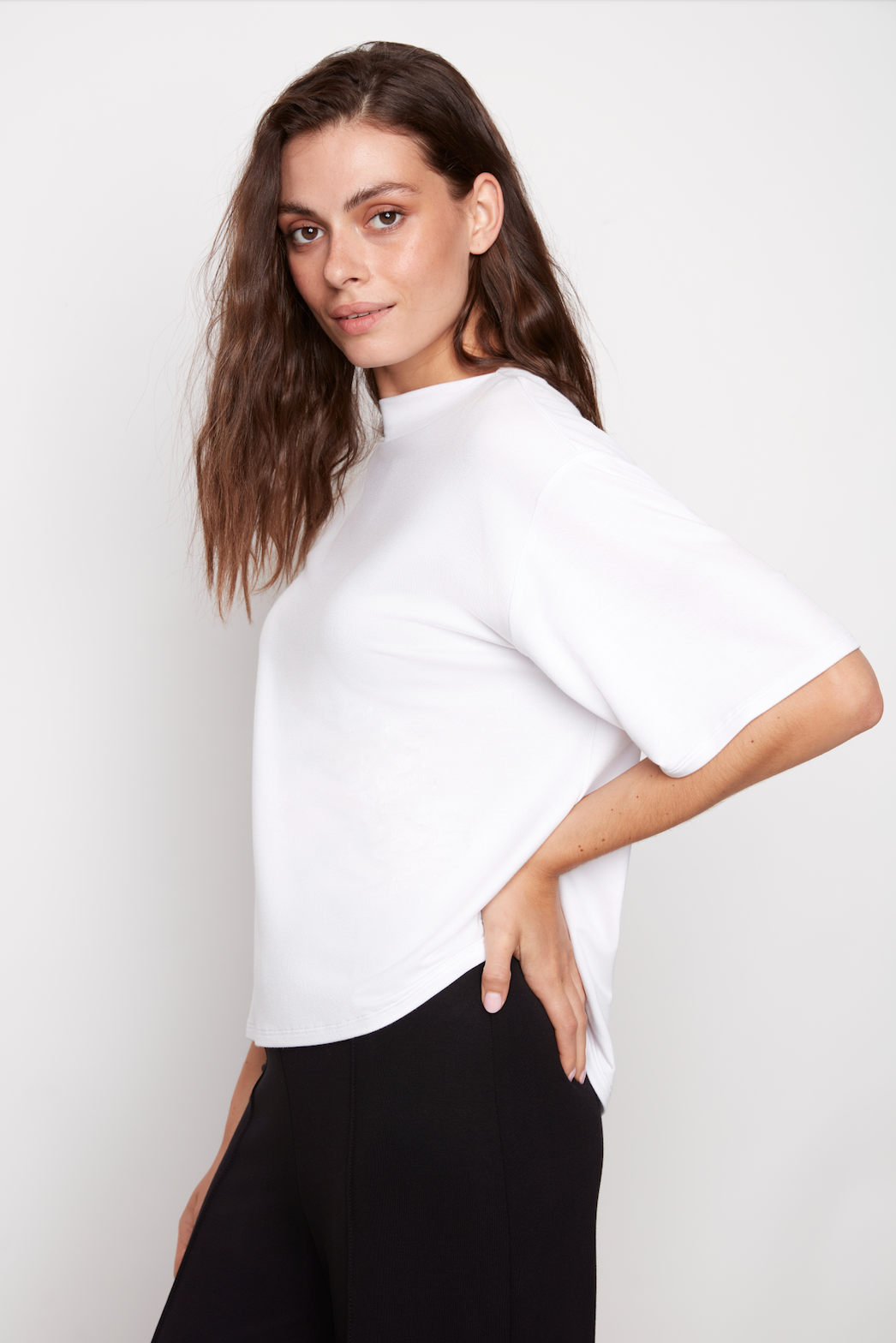 Slit Neck Short Sleeve Top