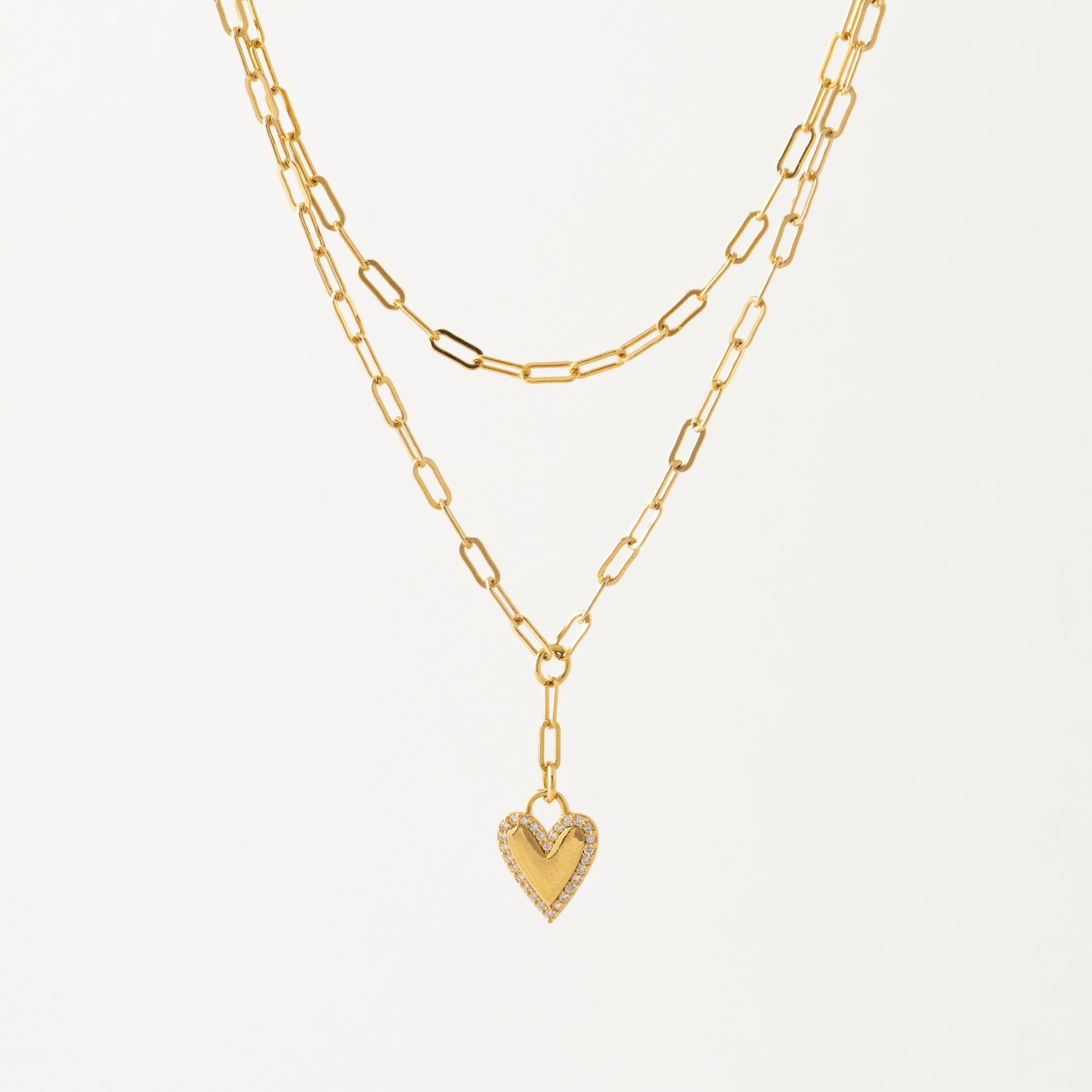 Verona Pave Heart Layered Necklace