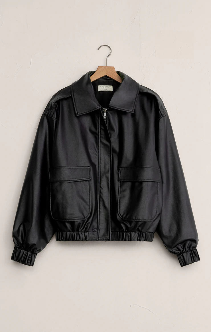 Idols Vegan Leather Bomber Jacket