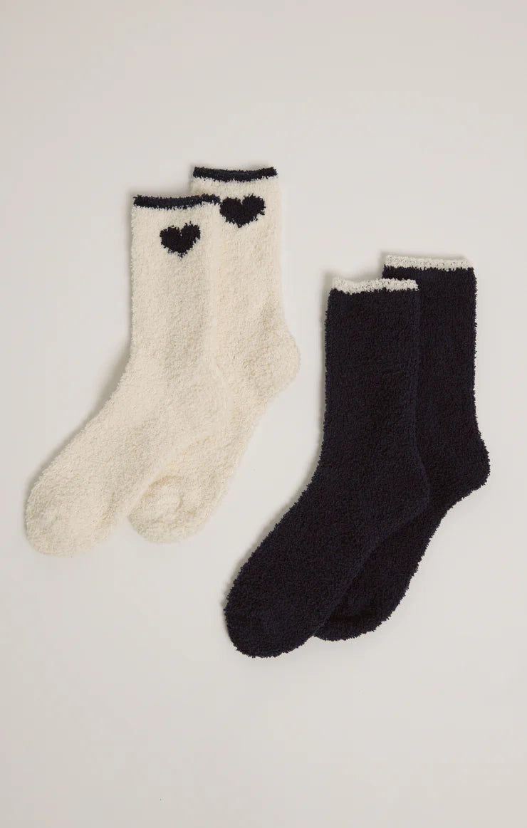 Navy Heart Sock 2pk