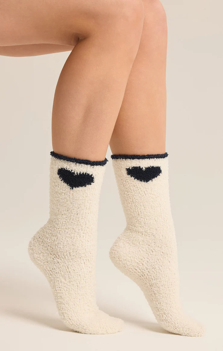 Navy Heart Sock 2pk