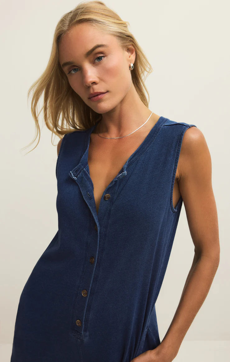 Fiona Knit Denim Jumpsuit