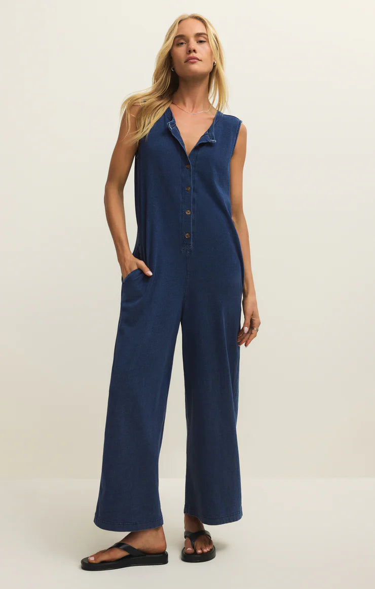 Fiona Knit Denim Jumpsuit