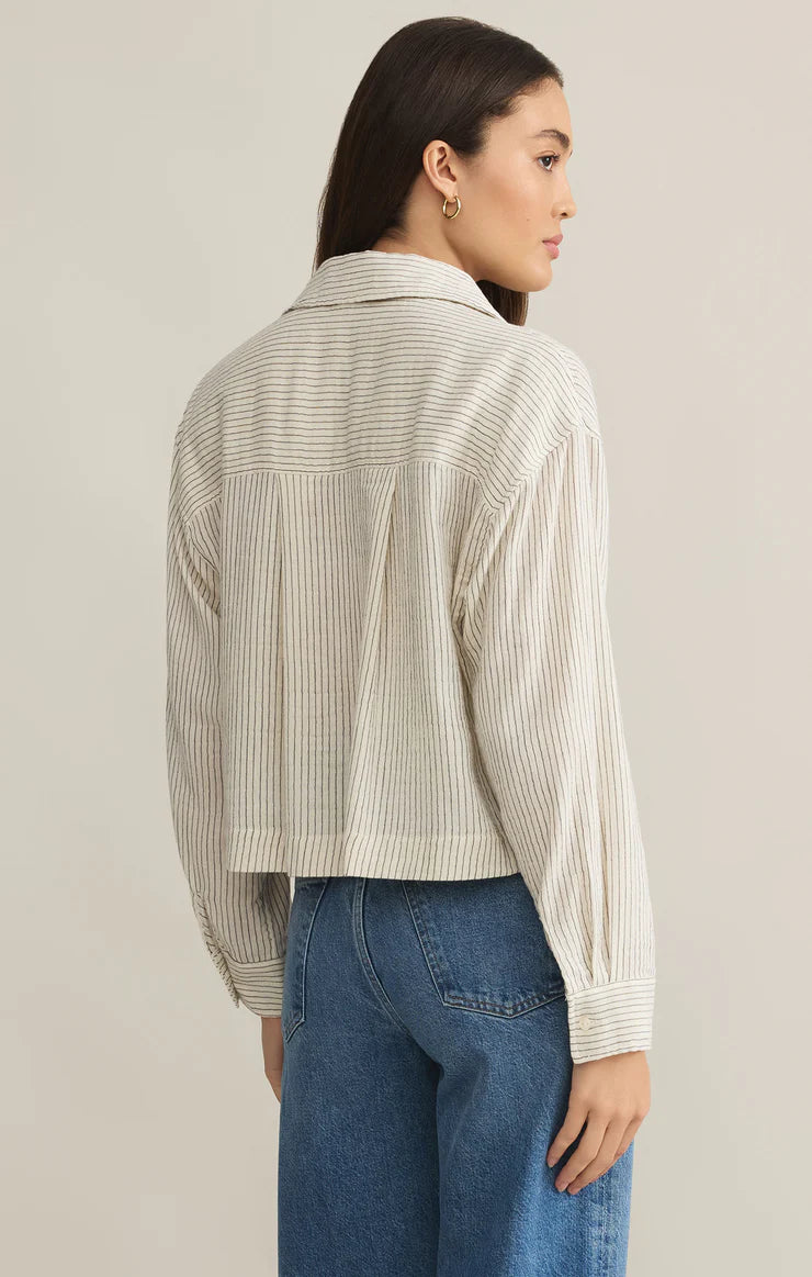 Del Mar Cotton Gauze Striped Shirt