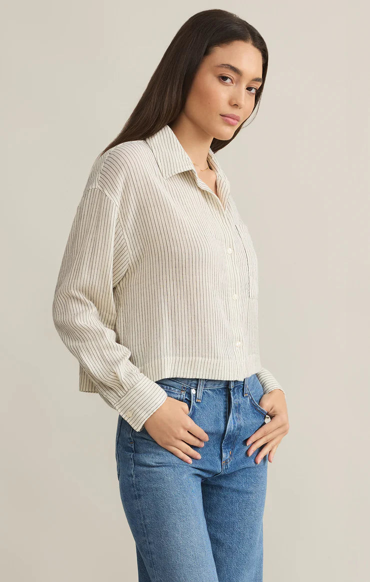 Del Mar Cotton Gauze Striped Shirt