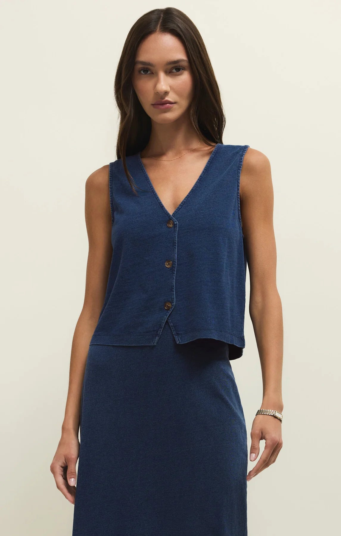 Noelle Jersey Denim Top