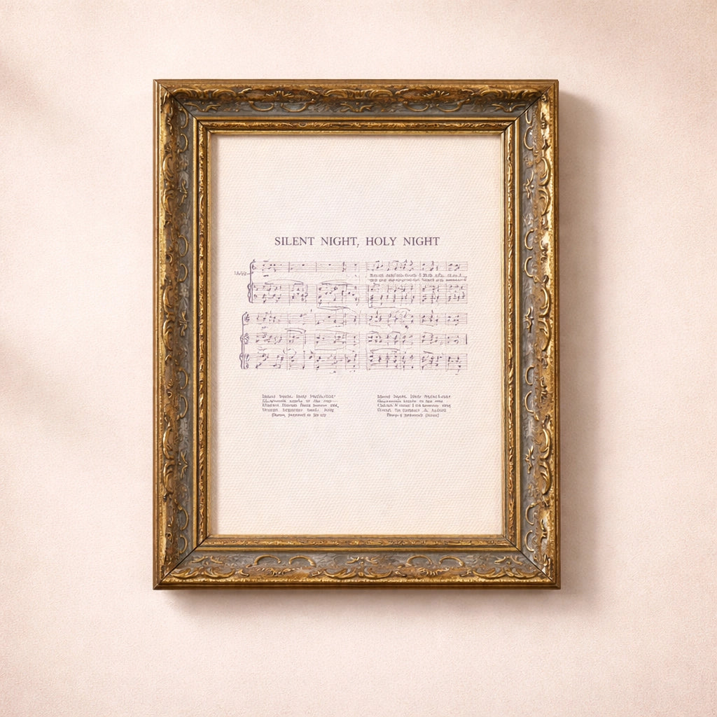 Silent Night Music Notes Vintage Print