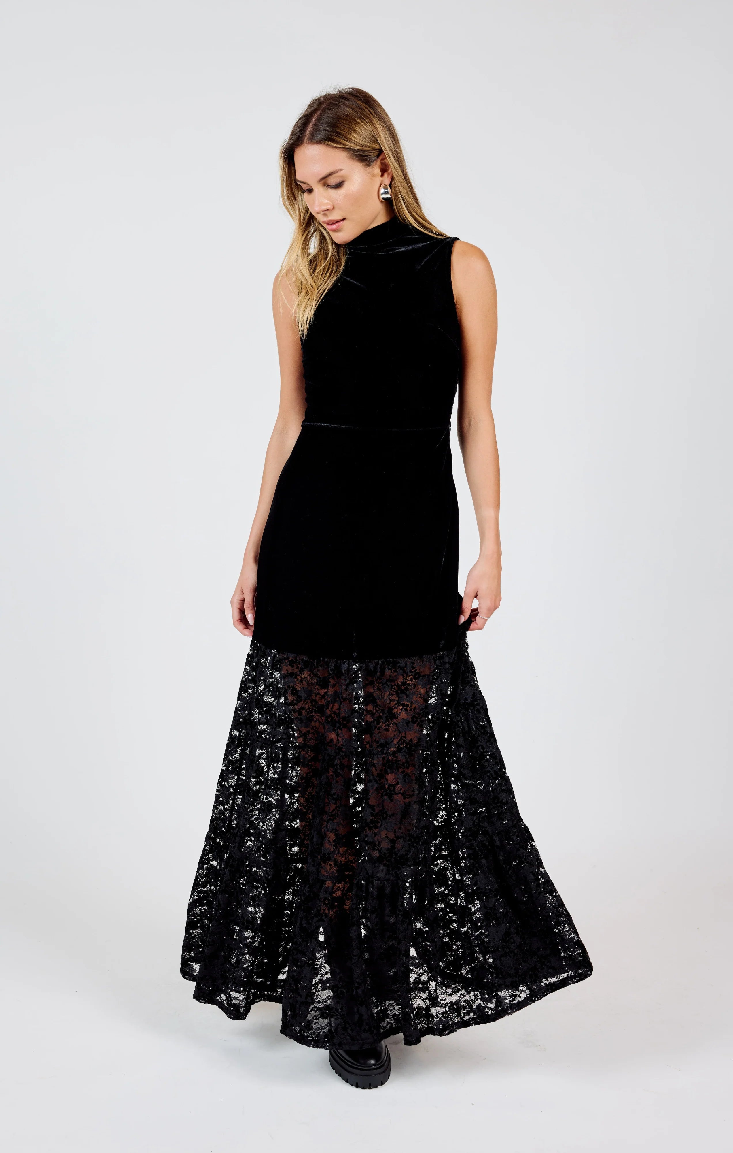 At Dusk Velvet Lace Maxi