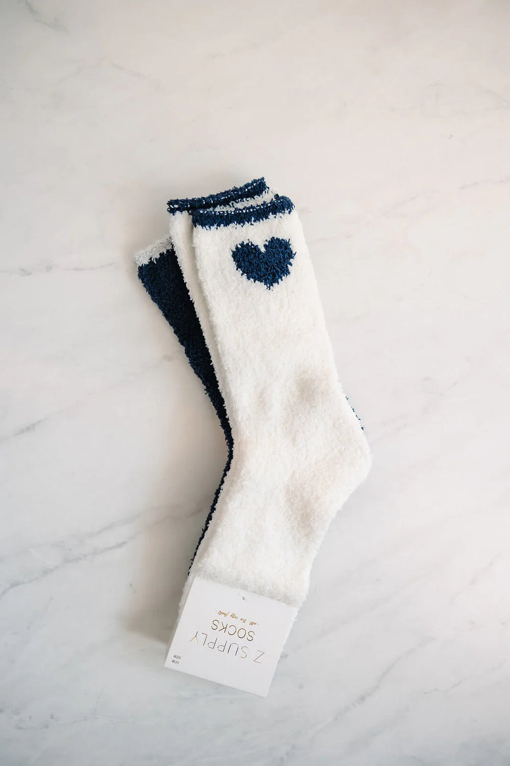 Navy Heart Sock 2pk