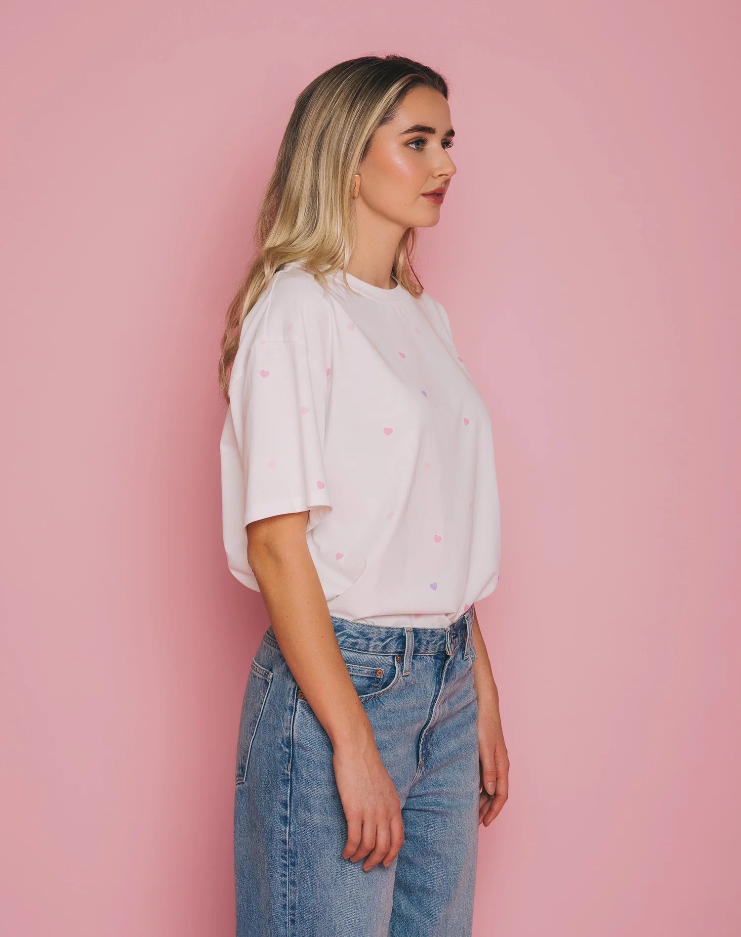 All Over Tiny Heart Oversized Boxy Tee