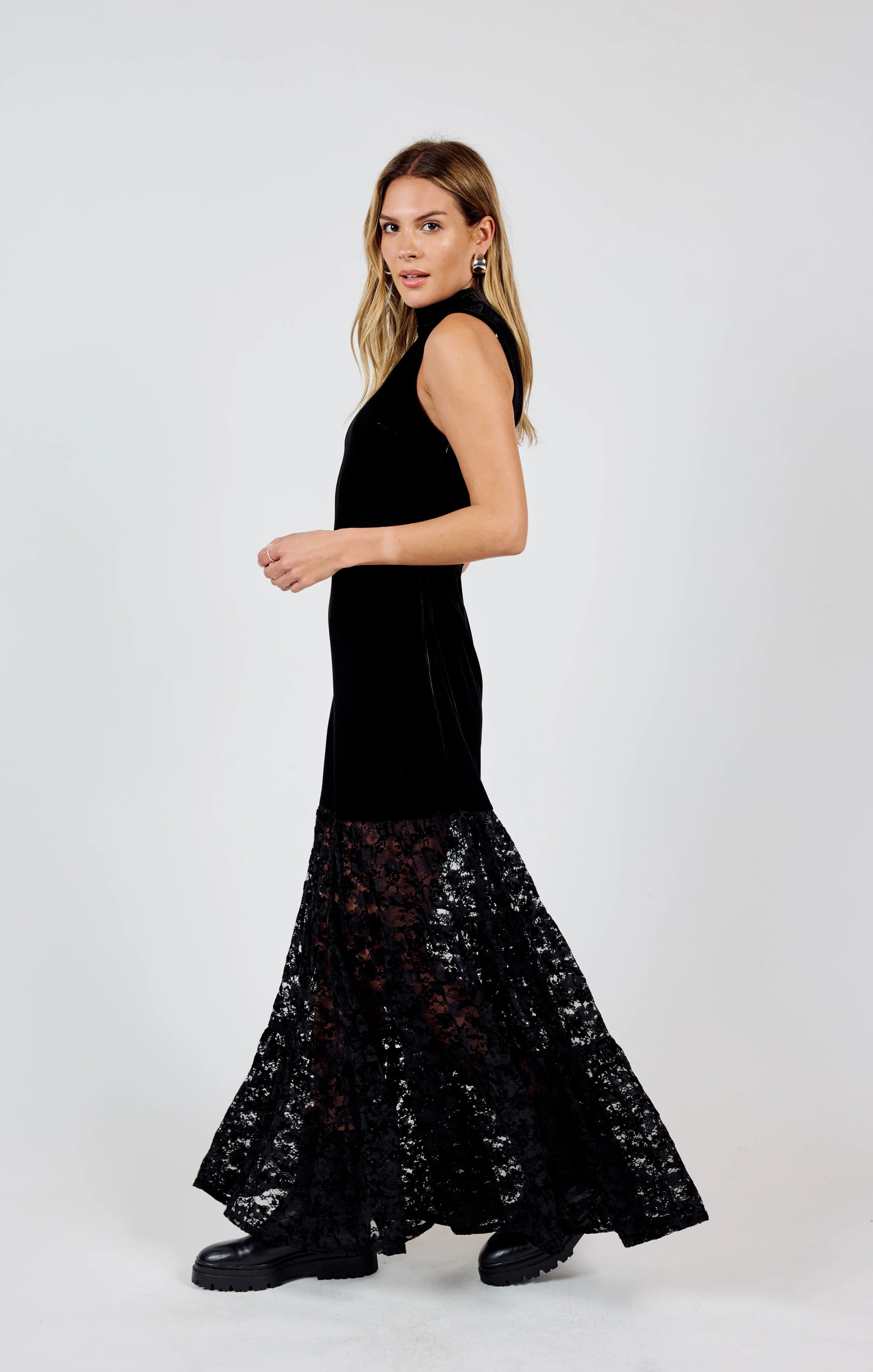 At Dusk Velvet Lace Maxi