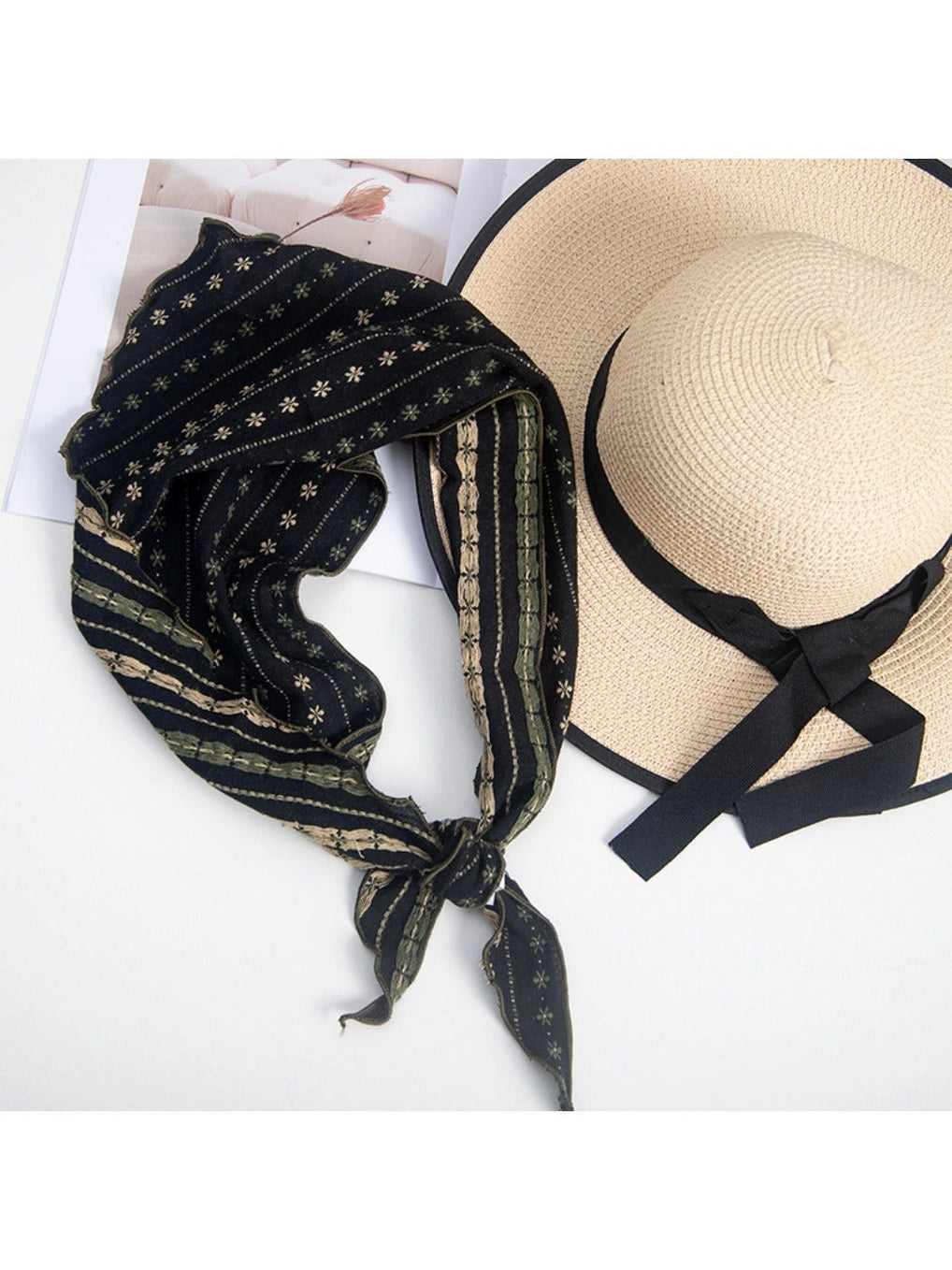 Vintage Embroidered Triangle Scarf