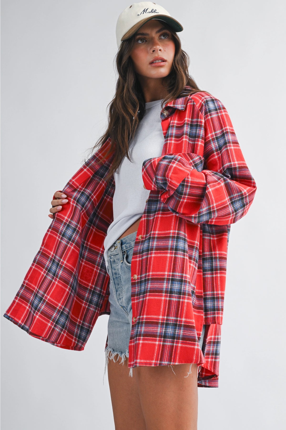 Oversized Plaid Button Down Shirt