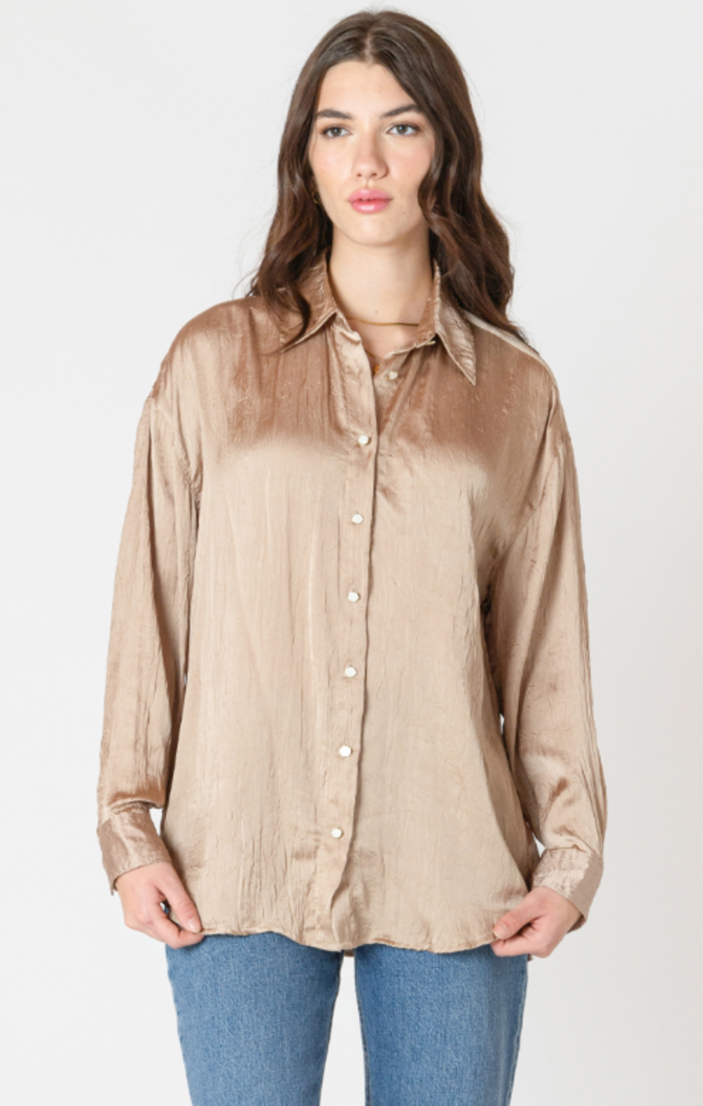 Crinkle Effect Satin Blouse