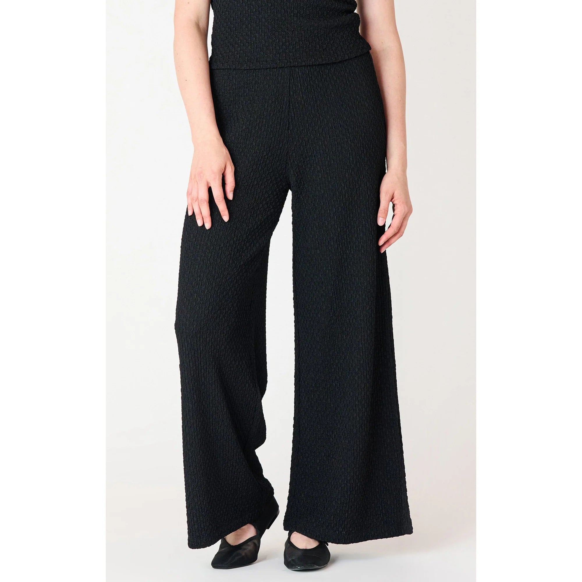 Textured Flowy Wide Leg Pants