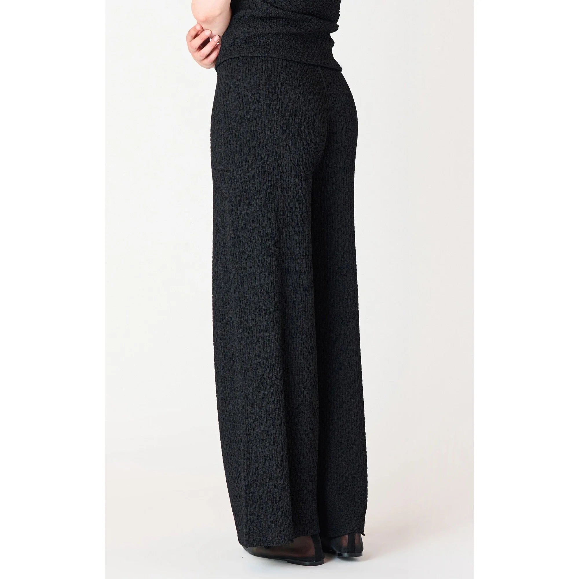 Textured Flowy Wide Leg Pants