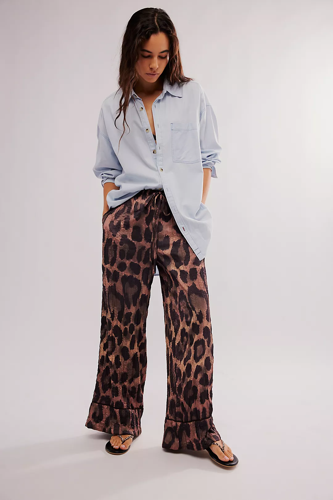 Free People All Out Satin Leopard Pants