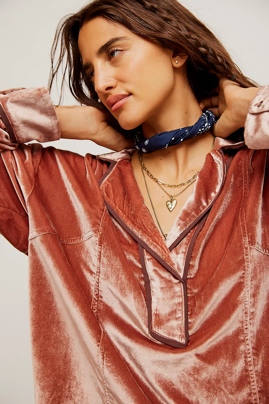 Free People Luxy Solid Velvet Shirt