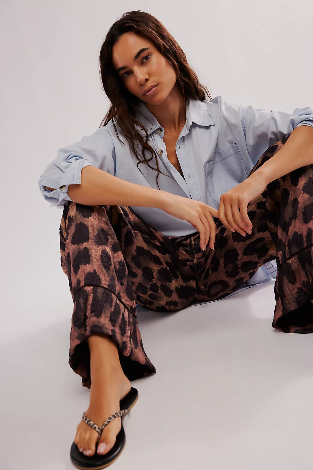 Free People All Out Satin Leopard Pants