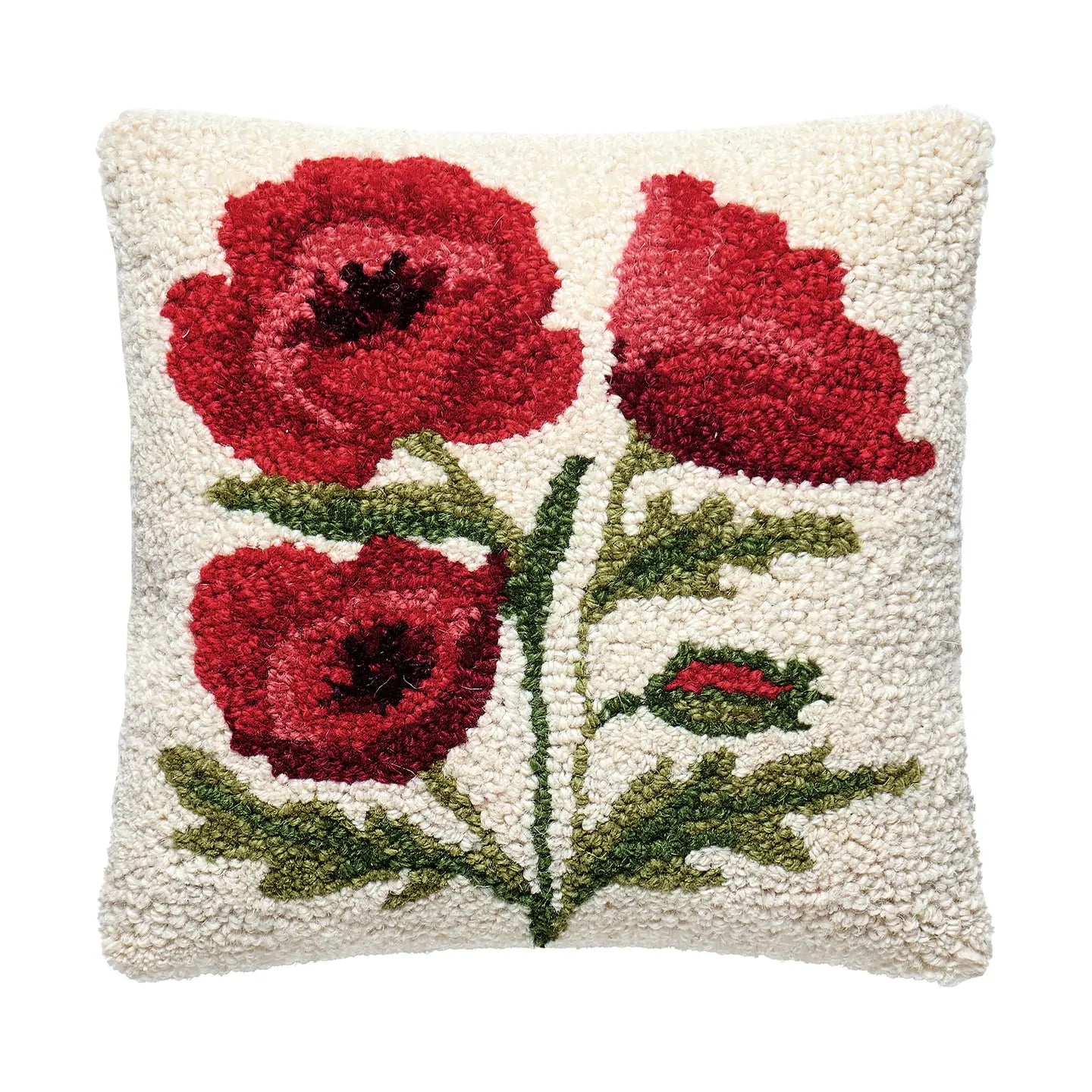 Poppies Hooked Pillow