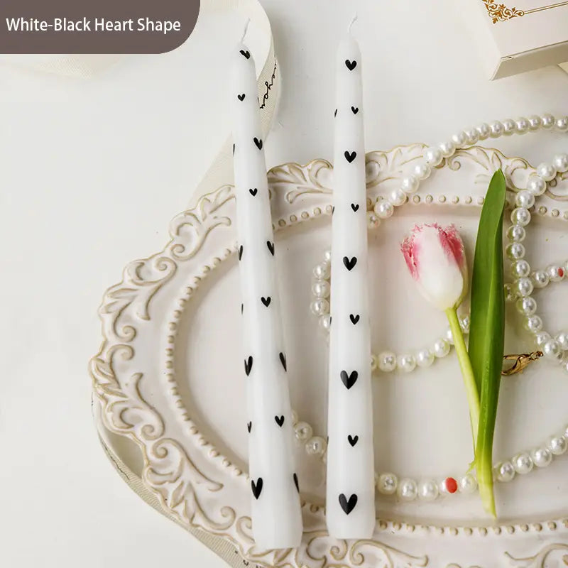 French Printed Heart Candles