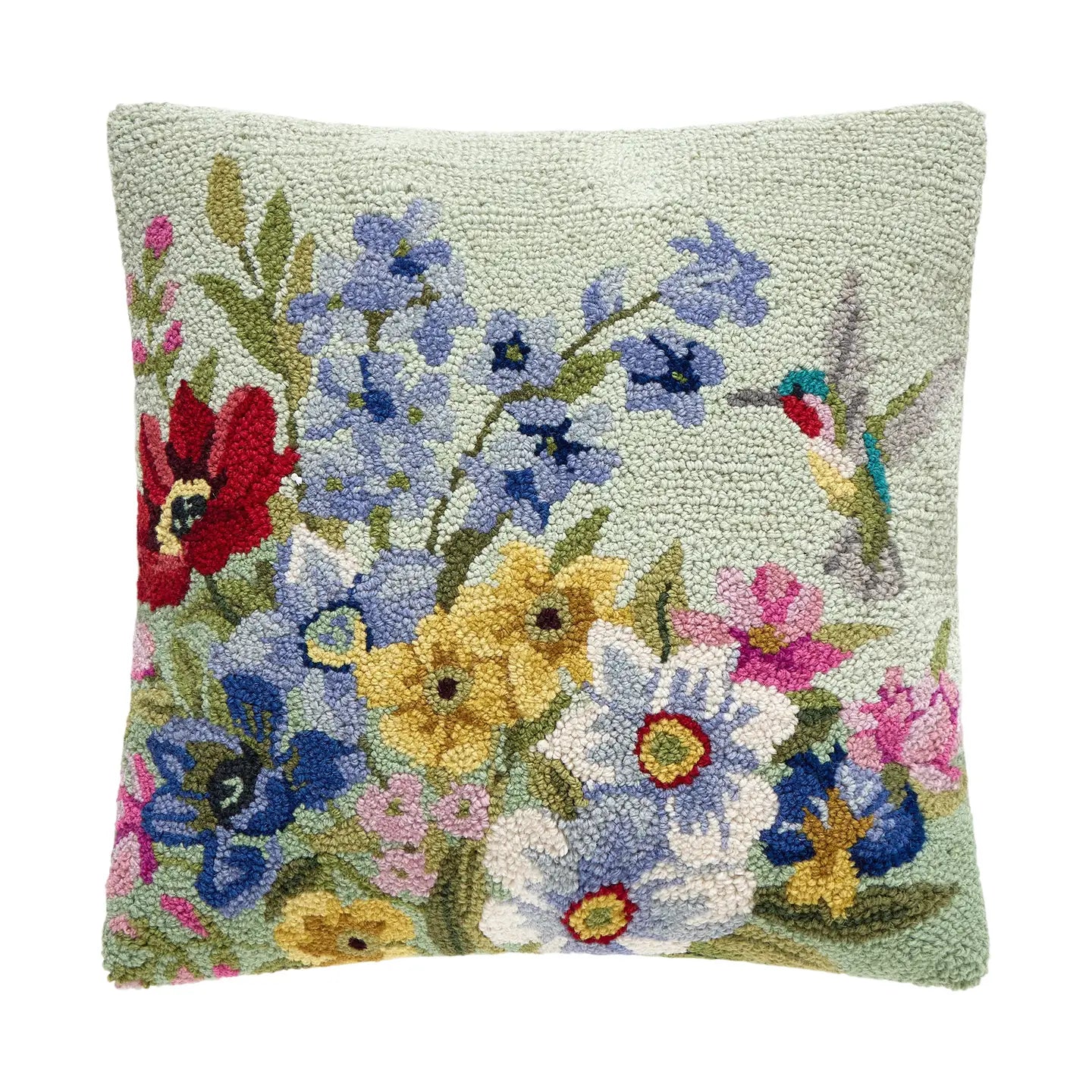Hummingbird Flower Hooked Pillow