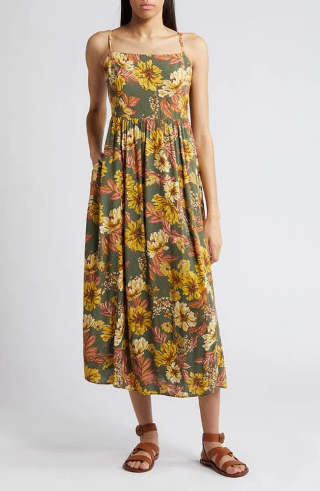 Tie Back Floral Midi Dress