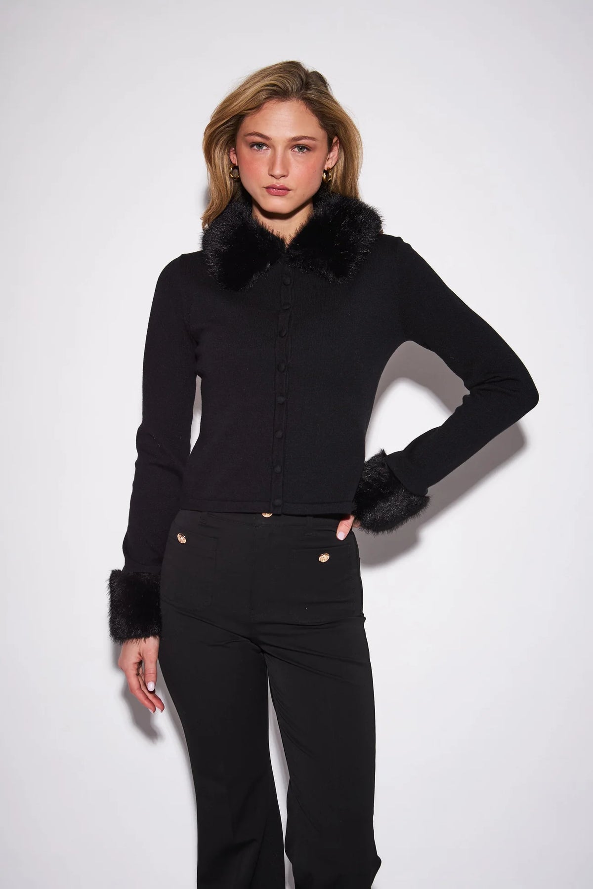 Clementine Knit Cardigan w Removable Fur