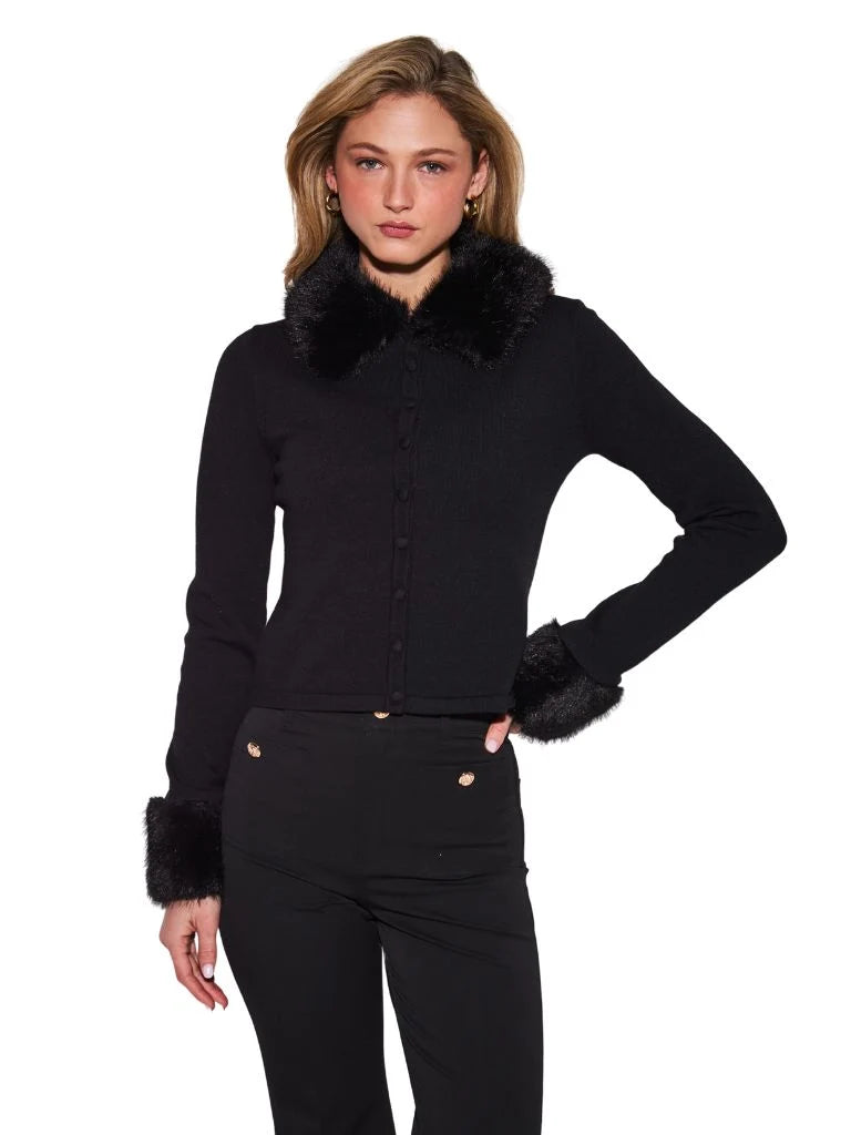 Clementine Knit Cardigan w Removable Fur