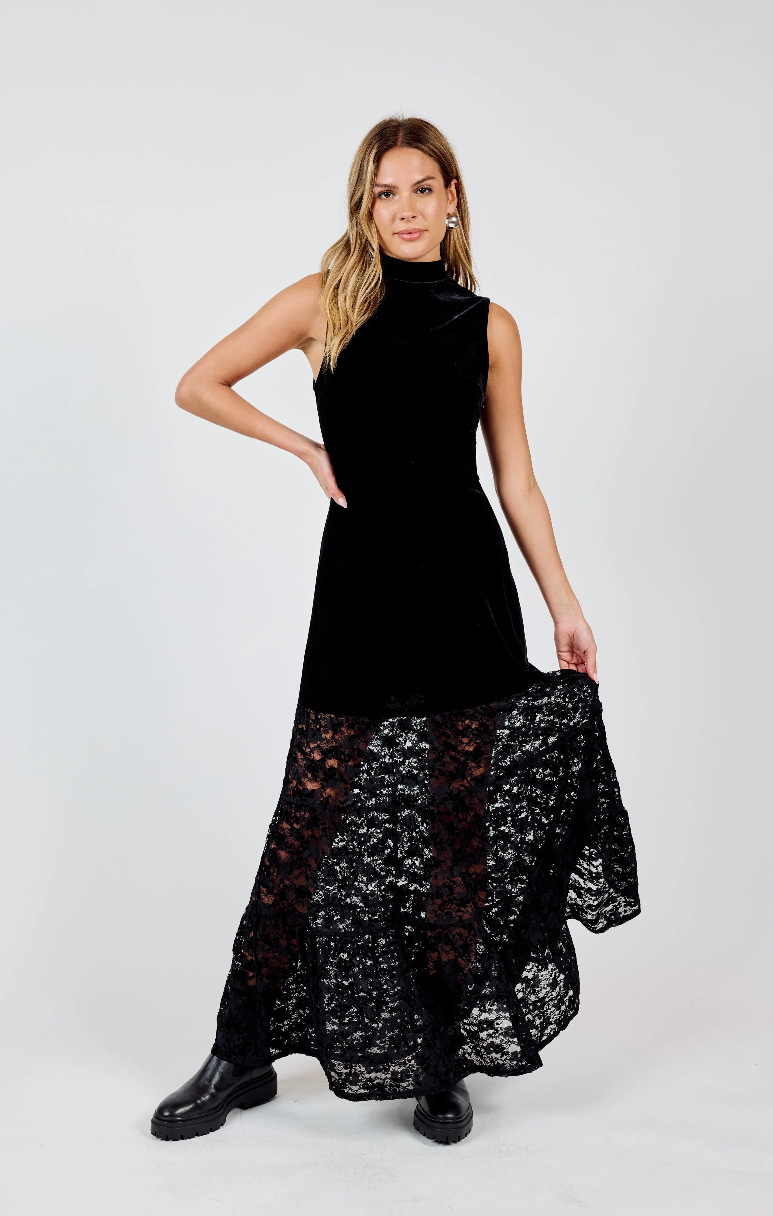 At Dusk Velvet Lace Maxi