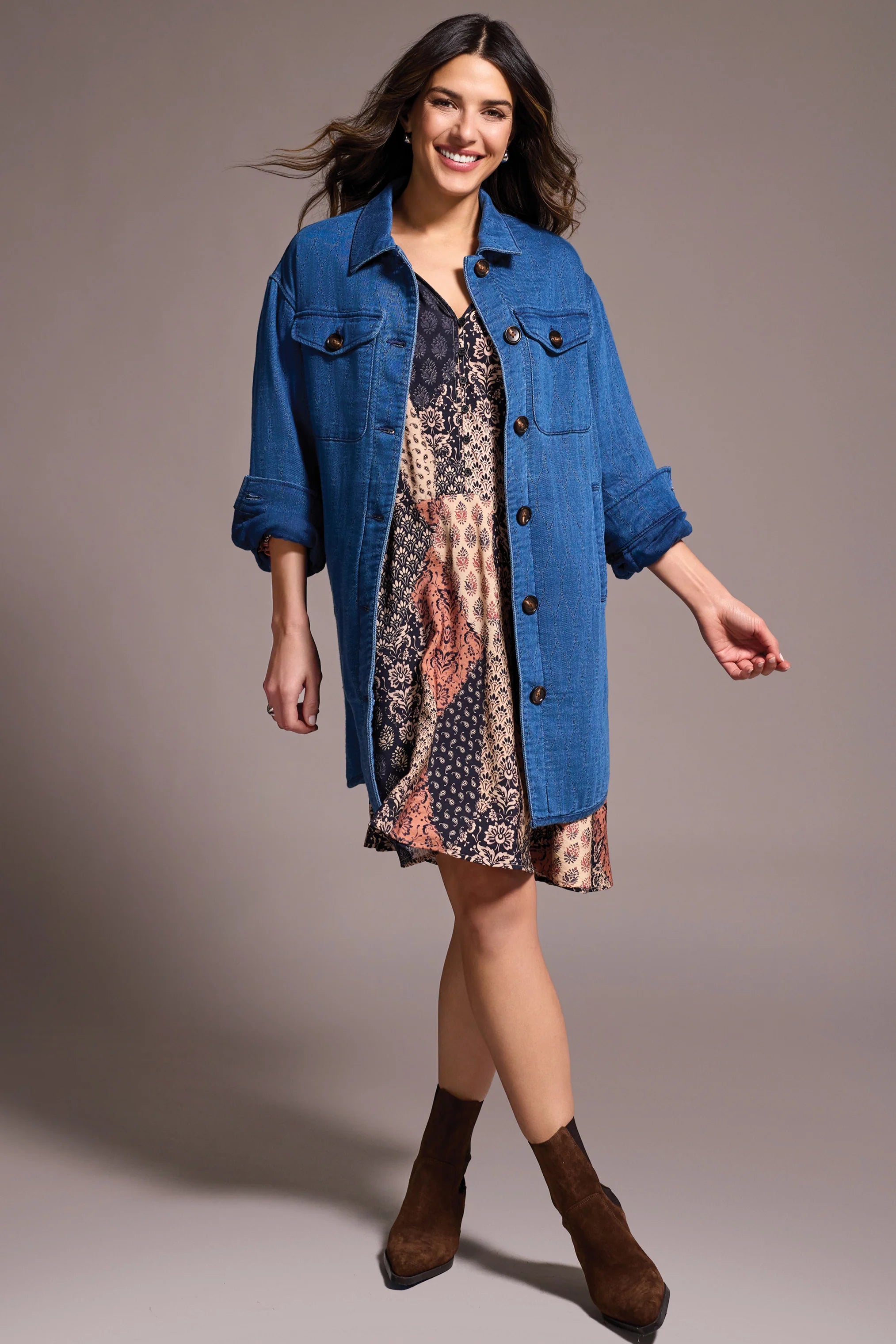 Quilted Cotton Button Front Shacket